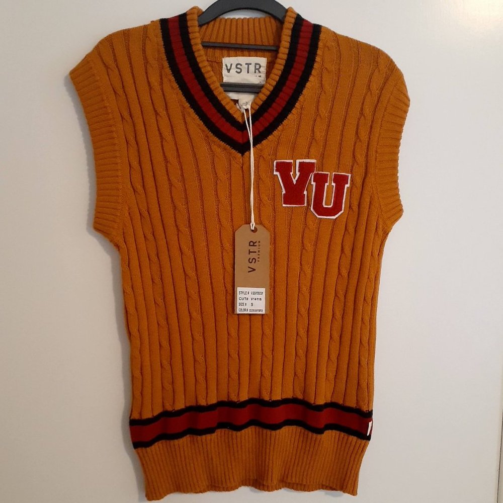 VSTR Men's Old School Orange Knit Sweater Vest